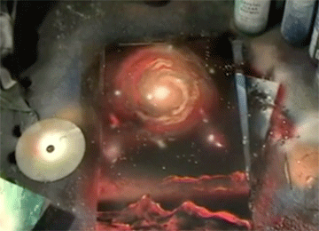 spiral-galaxy spray paint art